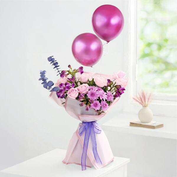 Lilac Floral Dreams And Balloons