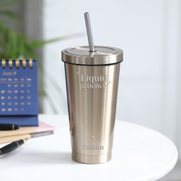 Liquid Patience Personalized Golden Tumbler
