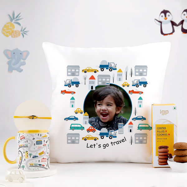 Little Traveller Personalized Kids Rakhi Hamper