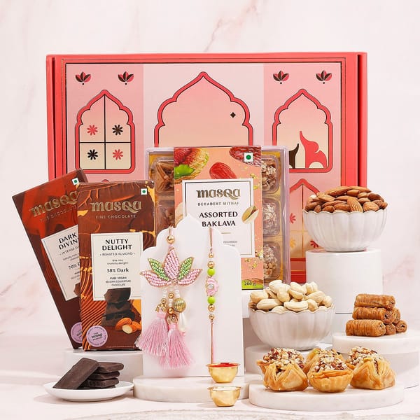 Lotus Kundan Bhaiya Bhabhi Rakhi Gift Hamper