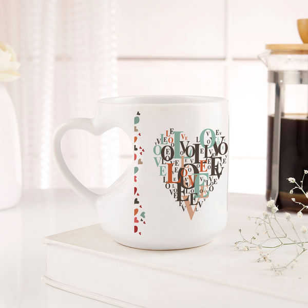 Love & Hearts Personalized Heart Handle Mug