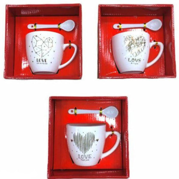 Love Mug And Spoon Set - Gold