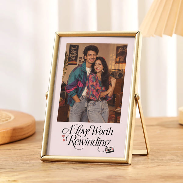 Love Rewind Personalized Gold Metal Frame