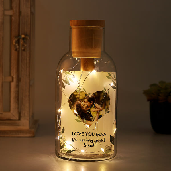 Love You Maa Personalized LED Lights Corked Bottle