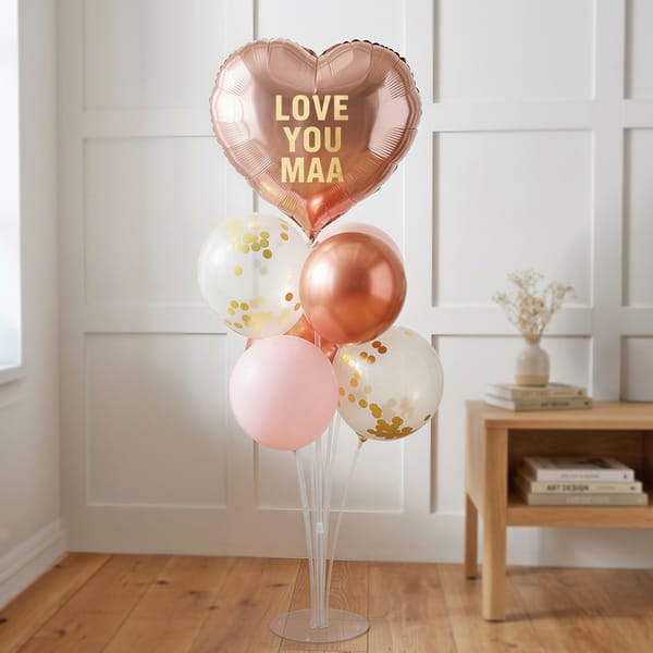 Love You Maa Rose Gold Balloon Arrangement