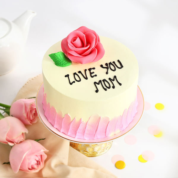 Love You Mom Blush Rose Cake
