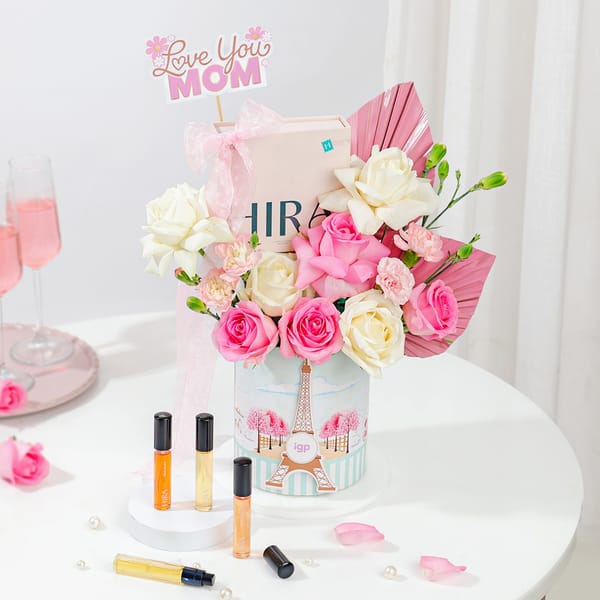 Love You Mom Roses & Perfume Combo