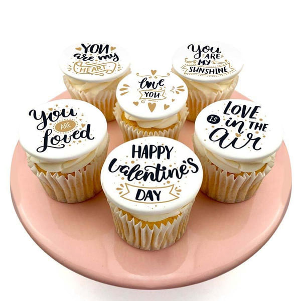 Lovely Valentine's Day Vanilla Cupcakes - Set Of 6