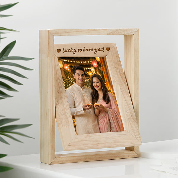Luck With You Personalized Rotating Wooden Frame