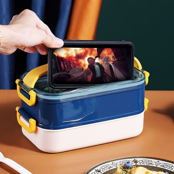 Lunch Box - 2 Layer - Dual Tone - Assorted - Single Piece