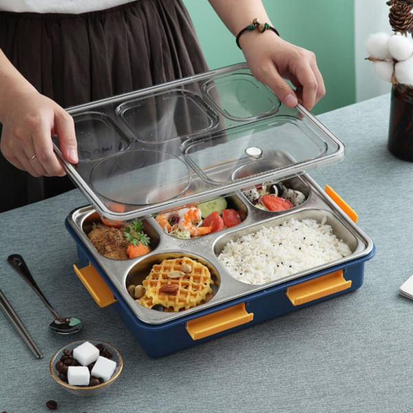 Lunch Box - 5 Compartments - Reheatable - Single Piece