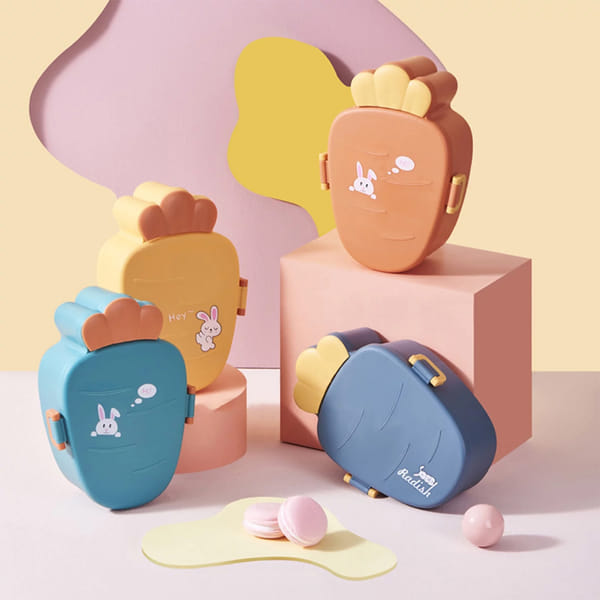 Lunch Box With Cutlery - Carrot - Assorted - Single Piece