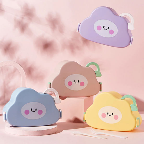 Lunch Box With Cutlery - Cloud - Assorted - Single Piece