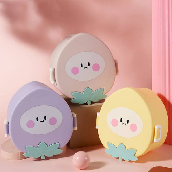 Lunch Box With Cutlery - Peach - Assorted - Single Piece