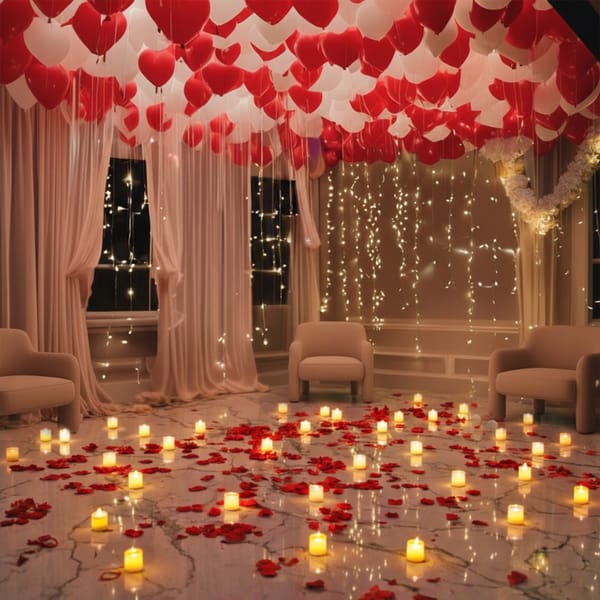 Luxe Heartfall Balloon & Candle Decor