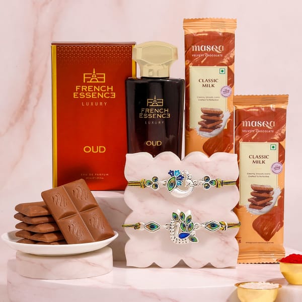 Luxe Peacock Rakhi Gift Set