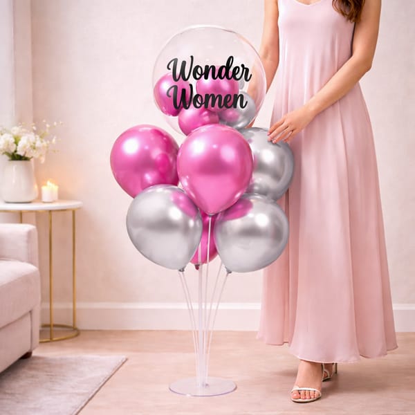 Magenta & Silver Balloon Decor Arrangement