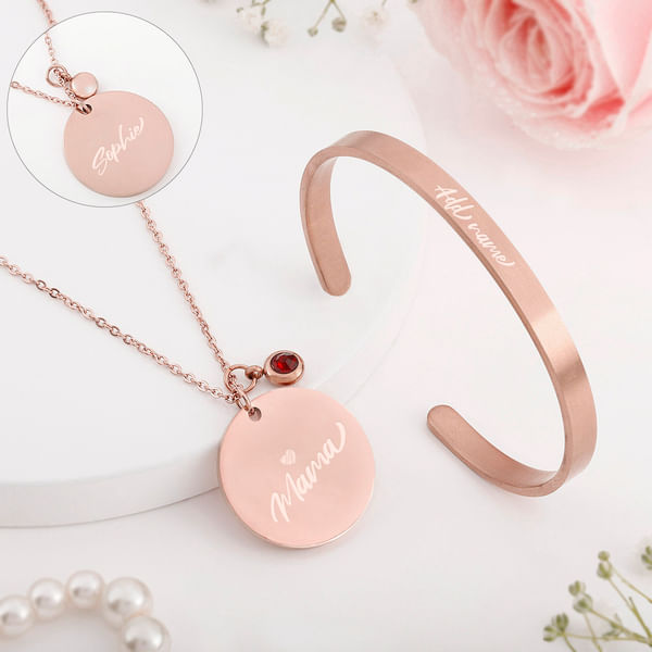 Mama's Charm Personalized Pendant And Cuff Set