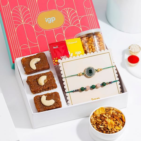 Marble Effect And Stone Rakhis with Sweets