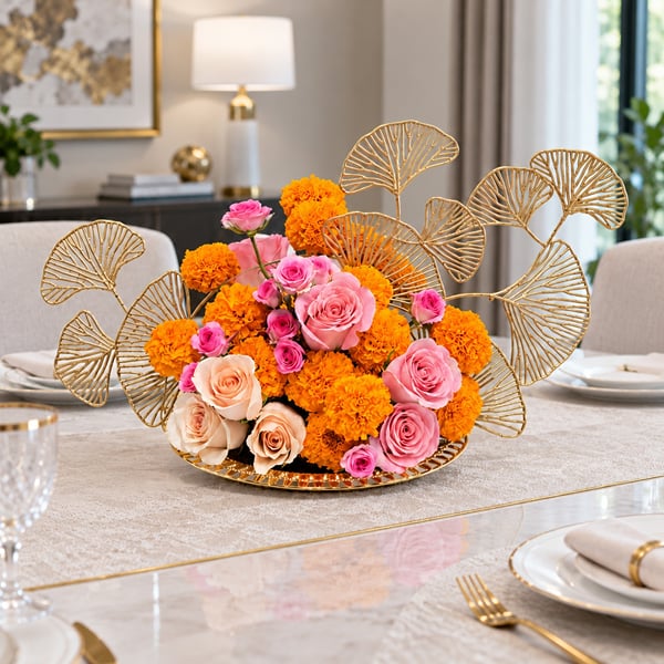 Marigold and Rose Arrangement