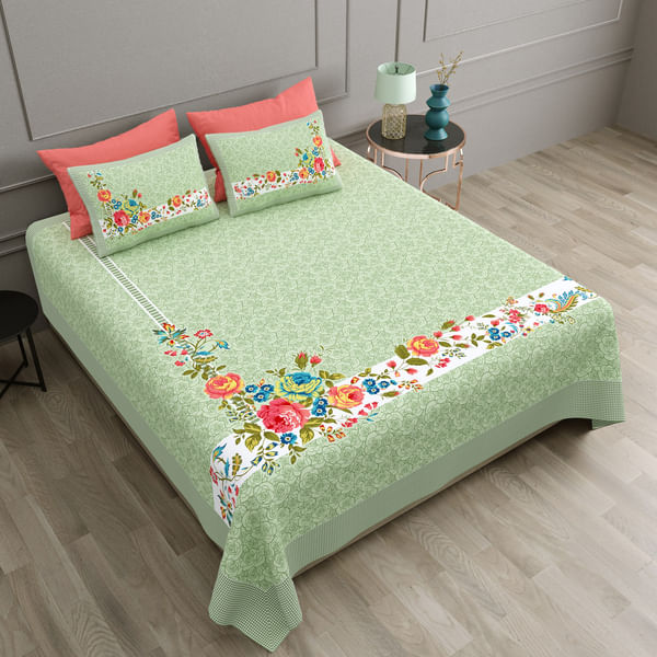 Meadow Mist Super King Bedsheet With Pillow Covers