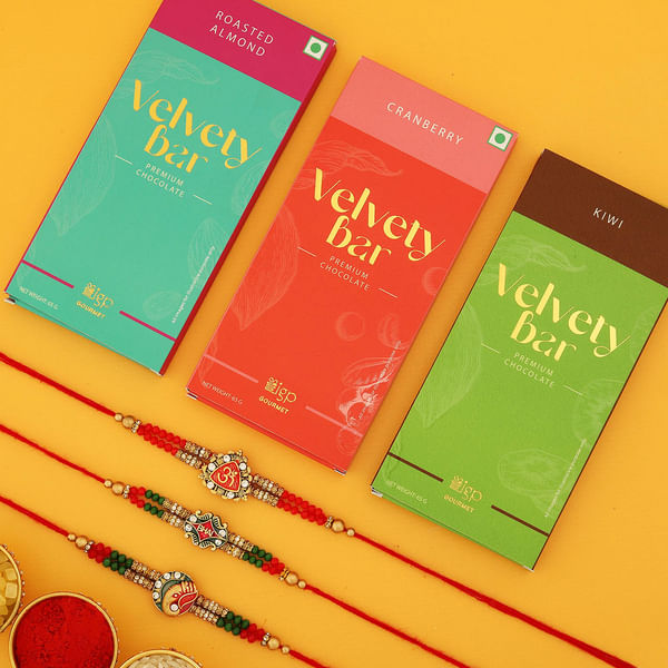 Meena Rakhi Set Of 3 With Chocolates