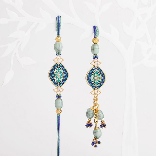 Meenakari And CZ Stone Work Bhaiya Bhabhi Rakhi