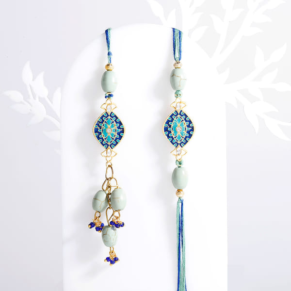 Meenakari And CZ Stone Work Bhaiya Bhabhi Rakhi
