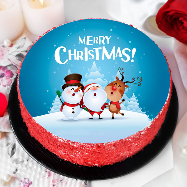Merry Christmas Snowman Poster Cake (1 kg)