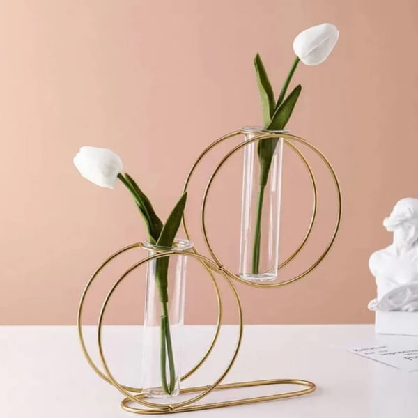 Metal Vase - Double Ring - Test Tube - Single Piece