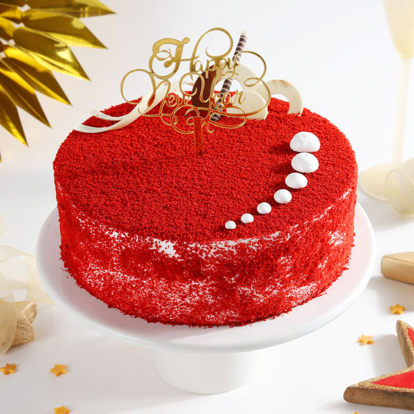 Midnight Red Velvet New Year Cake