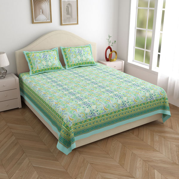 Mint Essence Bedsheet With Pillow Covers