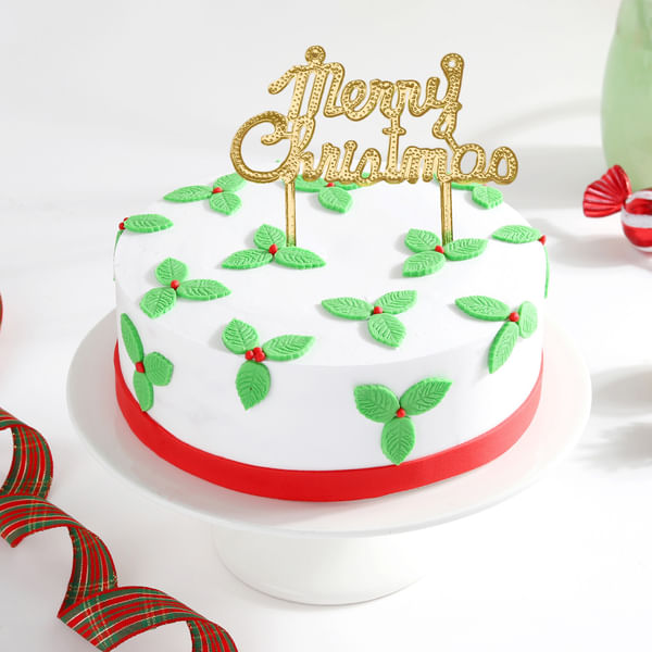 Mistletoe Christmas Semi Fondant Cake (600 gm)