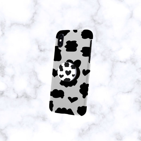 Mobile Grip Holder Moo Griptok Black And White Single Piece