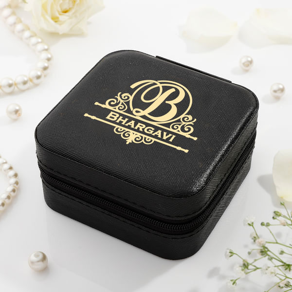 Monogram Mini Jewellery Organizer Box - Personalized - Black