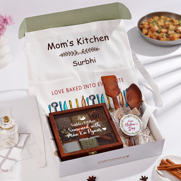 Mother's Day Personalized Apron With Handcrafted Spices Container