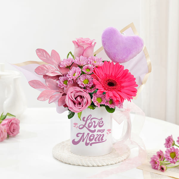 Mother's Day Pink Floral Mug Arrangement