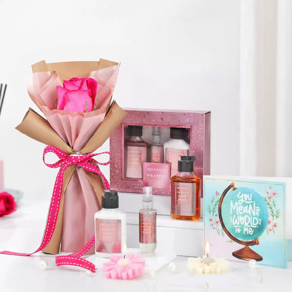 Mother's Day Rose & Bath Body Gift Set