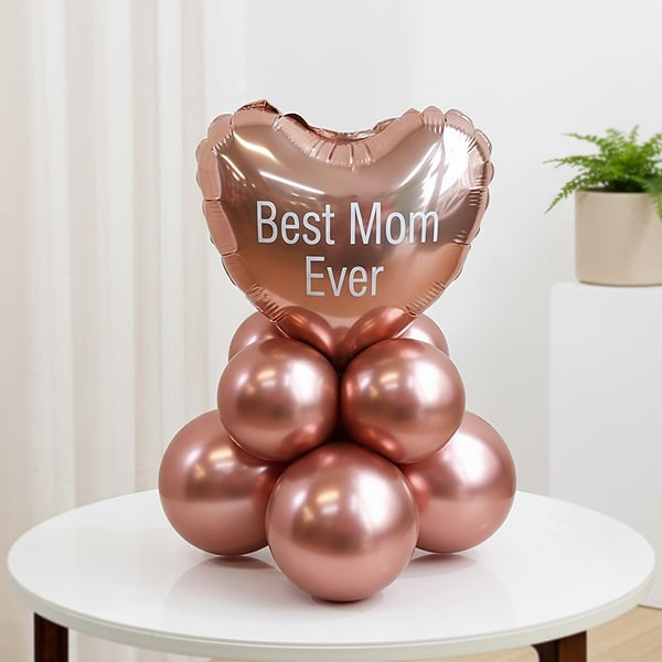 Mother's Day Rose Gold Heart Balloon Bouquet