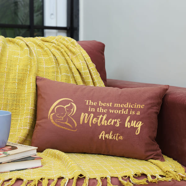 Mother's Hug Personalized Rectangular Velvet Cushion