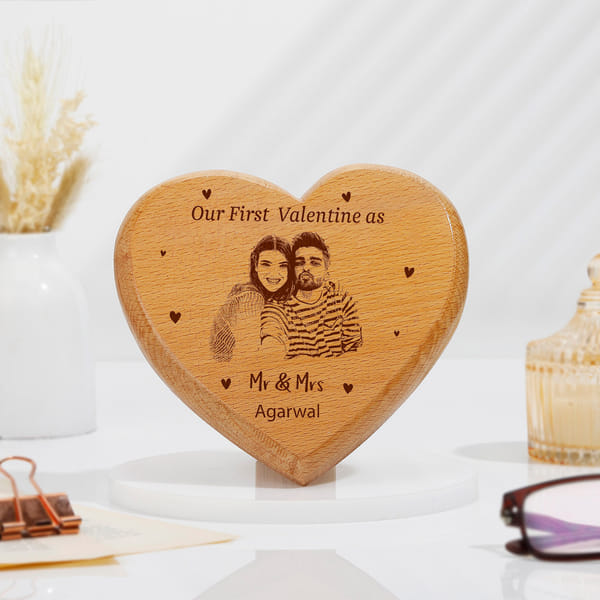Mr. & Mrs. Personalized Engraved Wooden Photo Frame