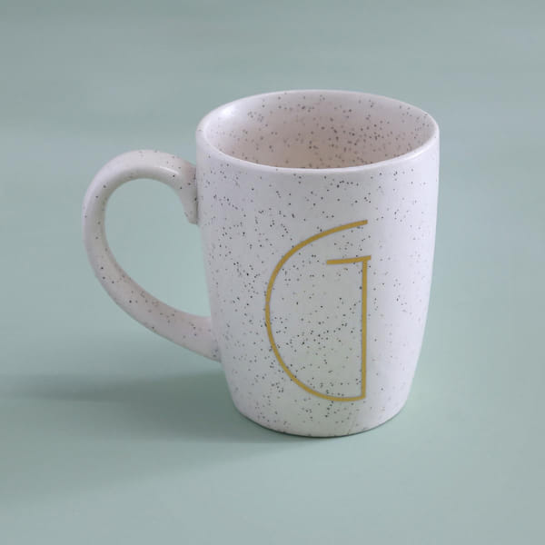 Mug - Ceramic - Initial - Ivory With Gold
