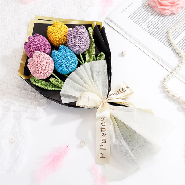 Multicolour Handcrafted Crochet Tulip Bouquet