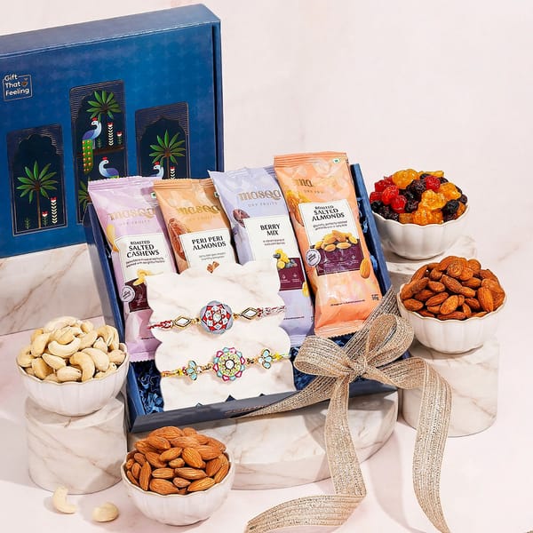 Multicolour Meenakari Rakhi Gift Box with Gourmet Nuts