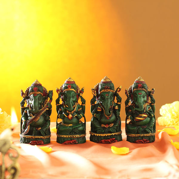 Musical Ganesha Idols Home Decor (Set of 4)