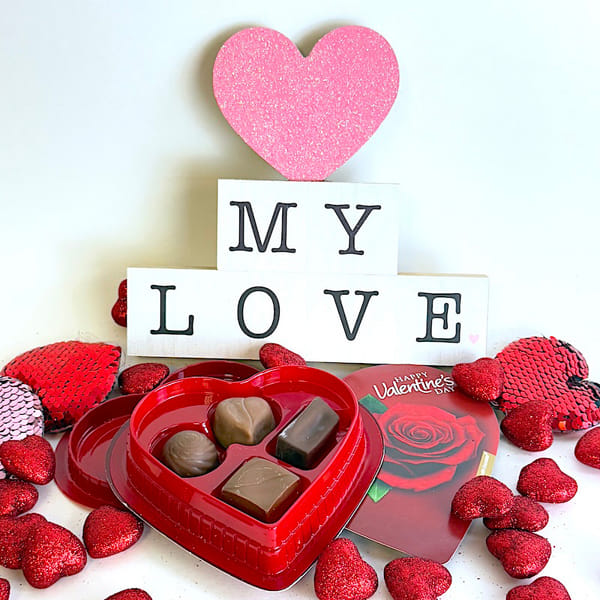 My Love Wooden Table Decor with Chocolate Combo