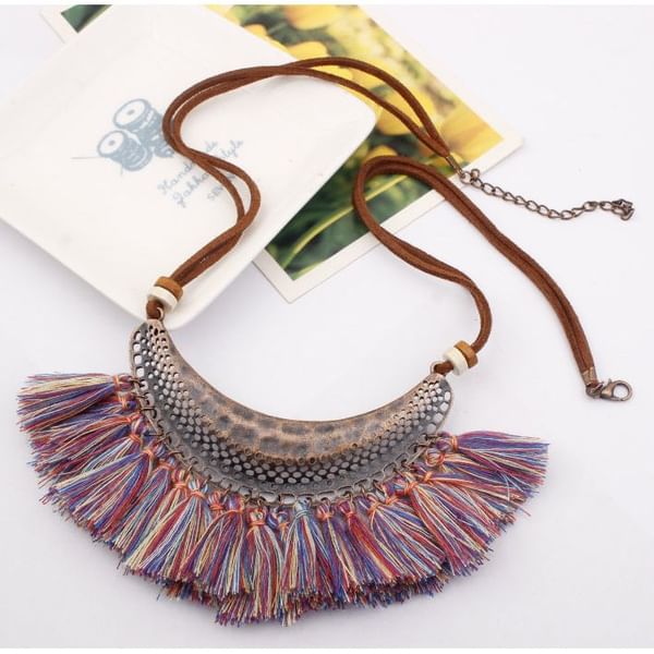 Necklace - Thread Tassels - Multi - Single Piece - Juju Joy