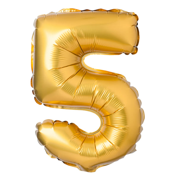 Number 5 Foil Balloon (Deflated)