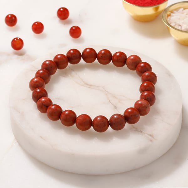 Orange Agate Gemstone Bracelet Rakhi