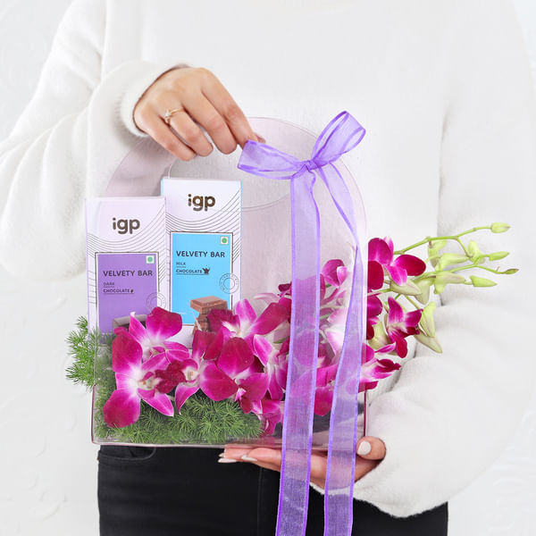 Orchid Elegance and Chocolate Indulgence Ensemble